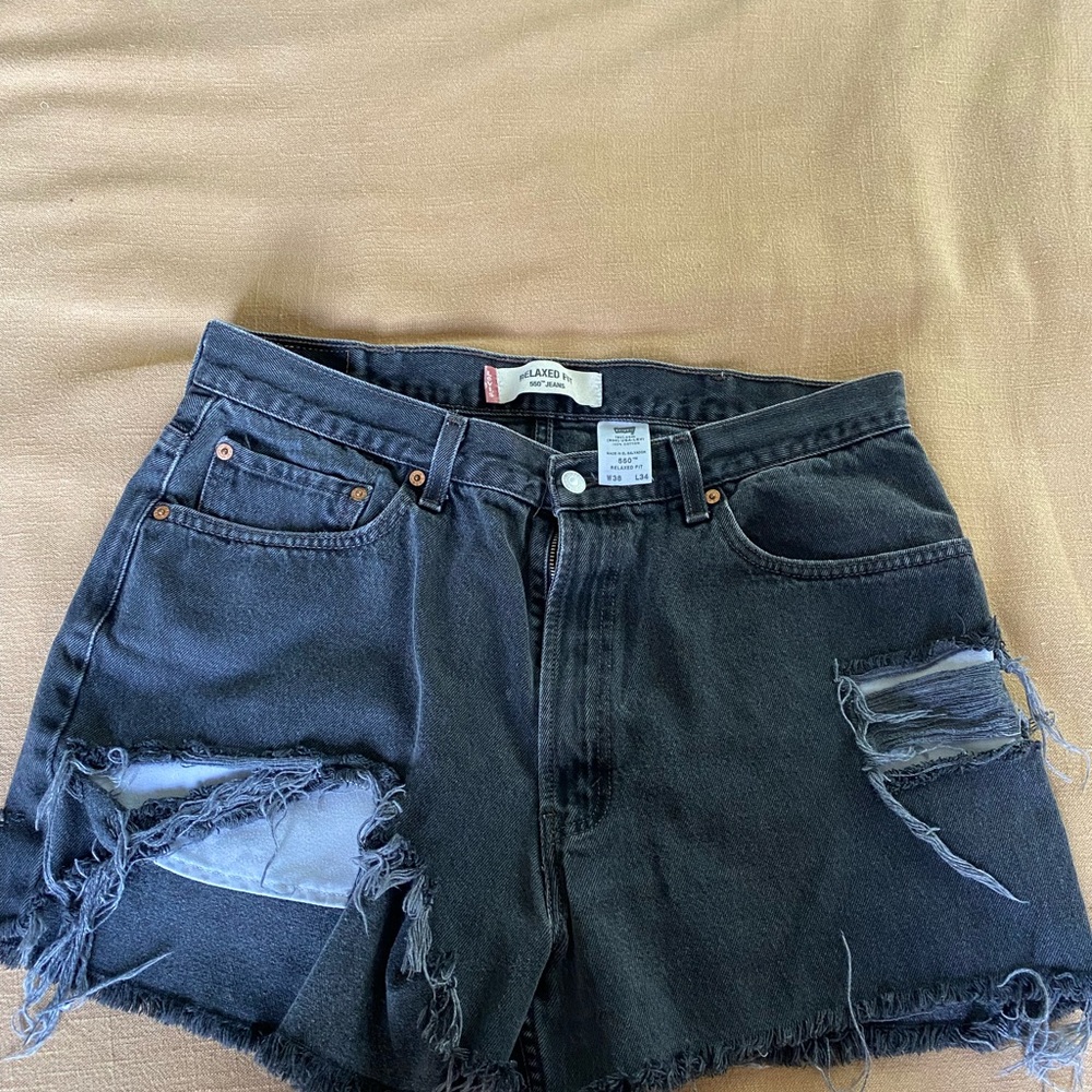 Levi's Women's Black Distressed Denim Shorts